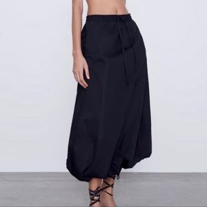 🐘 NWT Zara Poplin Midi Skirt W/Pockets S M L 🐘